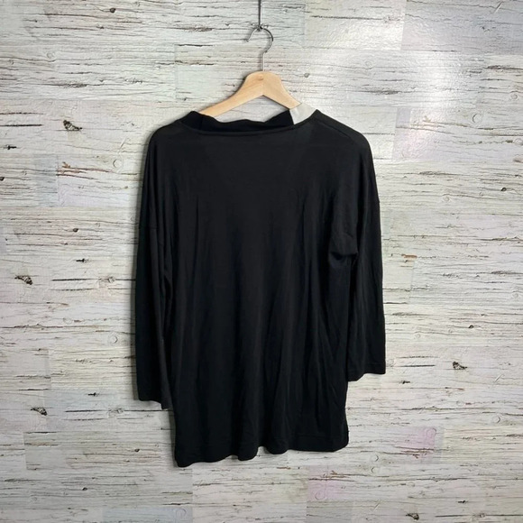 Banana republic black blouse long sleeve top white size small - Picture 7 of 9